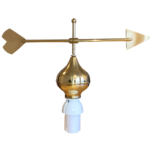 Flaggstångskula med vindpil, Mässing