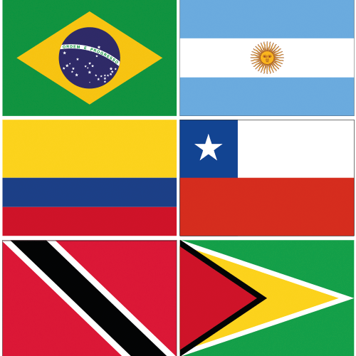 Nationsflaggor i Sydamerika
