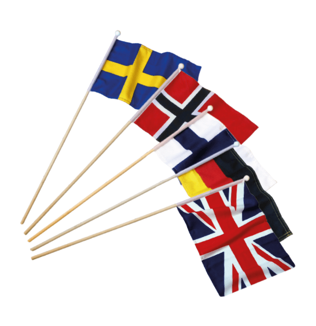 Handflagga 4-pack Nationsflaggor